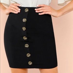 Button front bodycon skirt